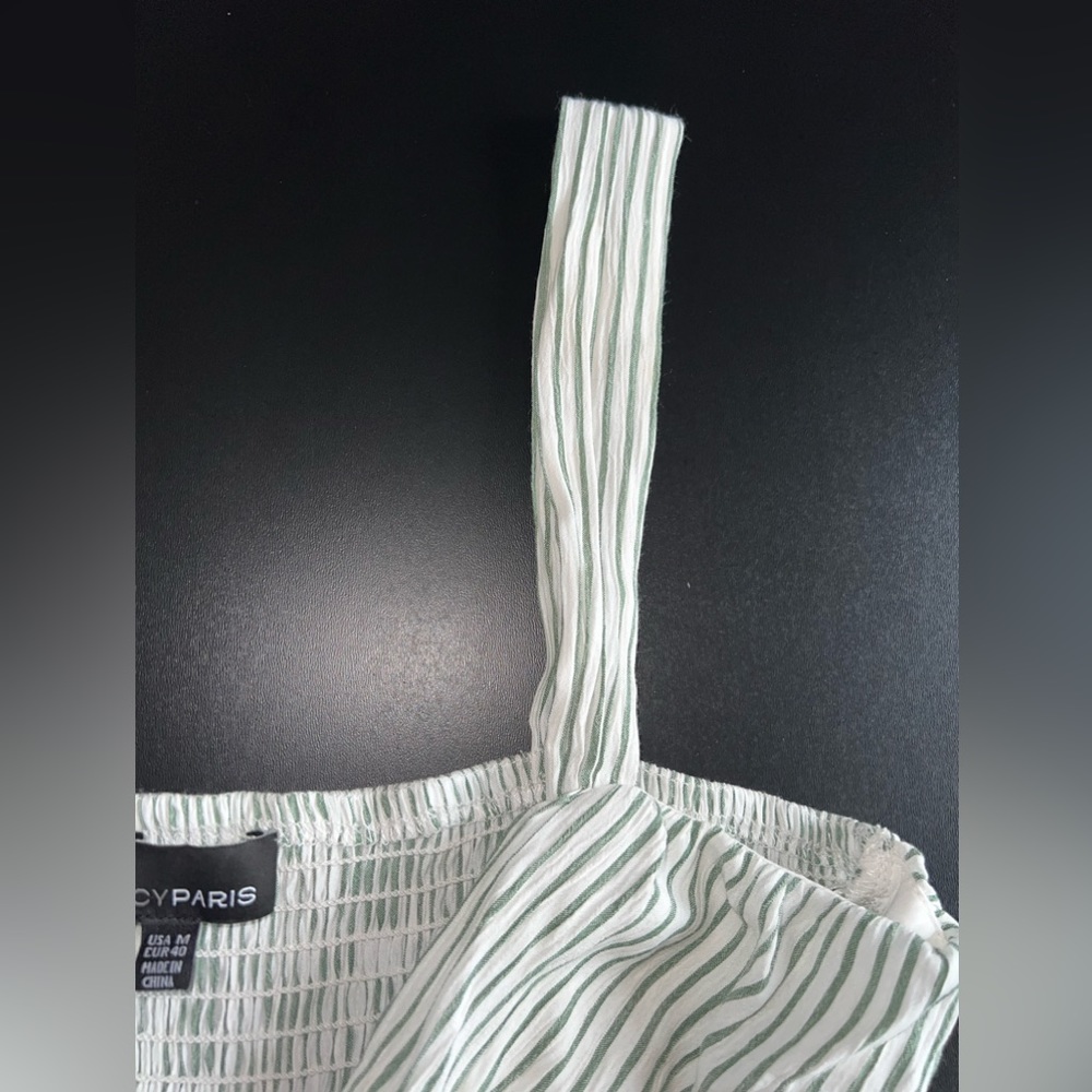 Lucy Paris Sage Green & White Stripe crop top Size Medium EUC - Picture 4 of 7